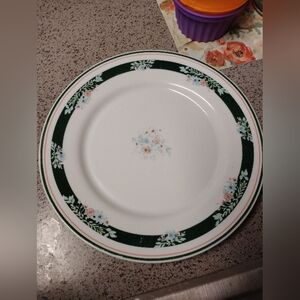 Classic Green and White Floral Dinner Plate